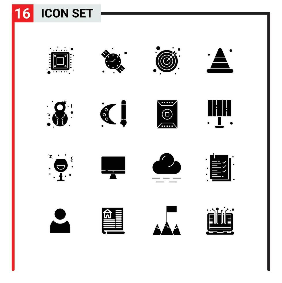 16 Thematic Vector Solid Glyphs and Editable Symbols of woman female goals eight march construction Editable Vector Design Elements