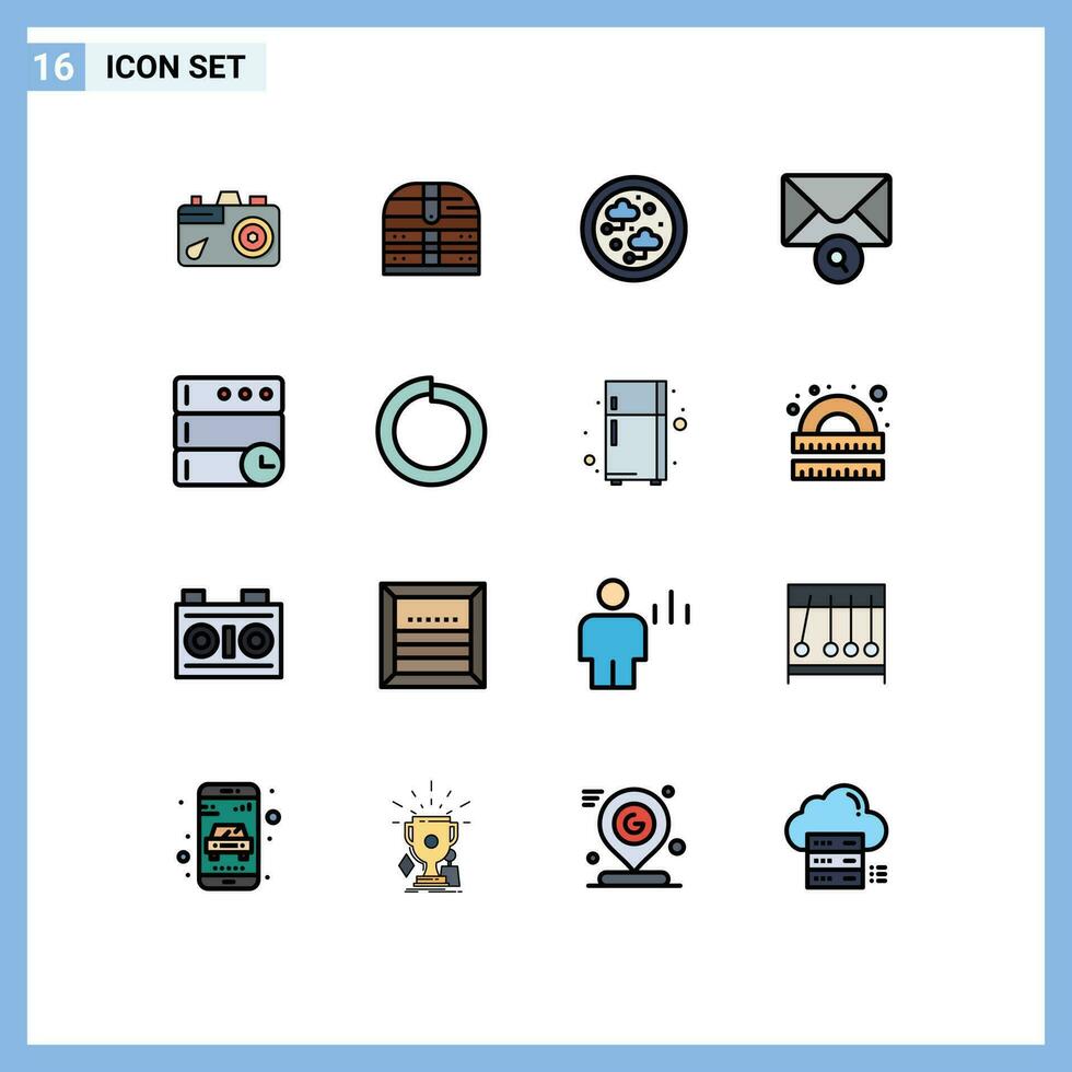 16 Creative Icons Modern Signs and Symbols of time database connected search mail Editable Creative Vector Design Elements