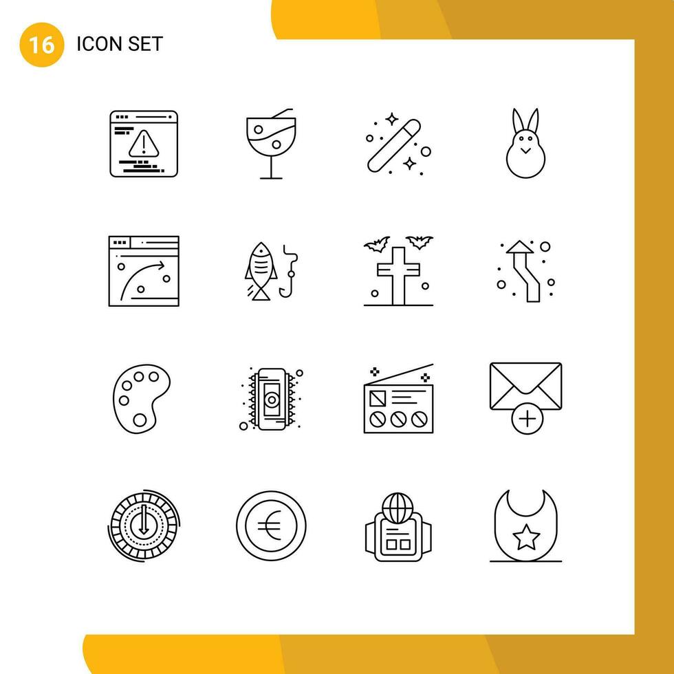 16 Creative Icons Modern Signs and Symbols of window web designing rabbit easter Editable Vector Design Elements