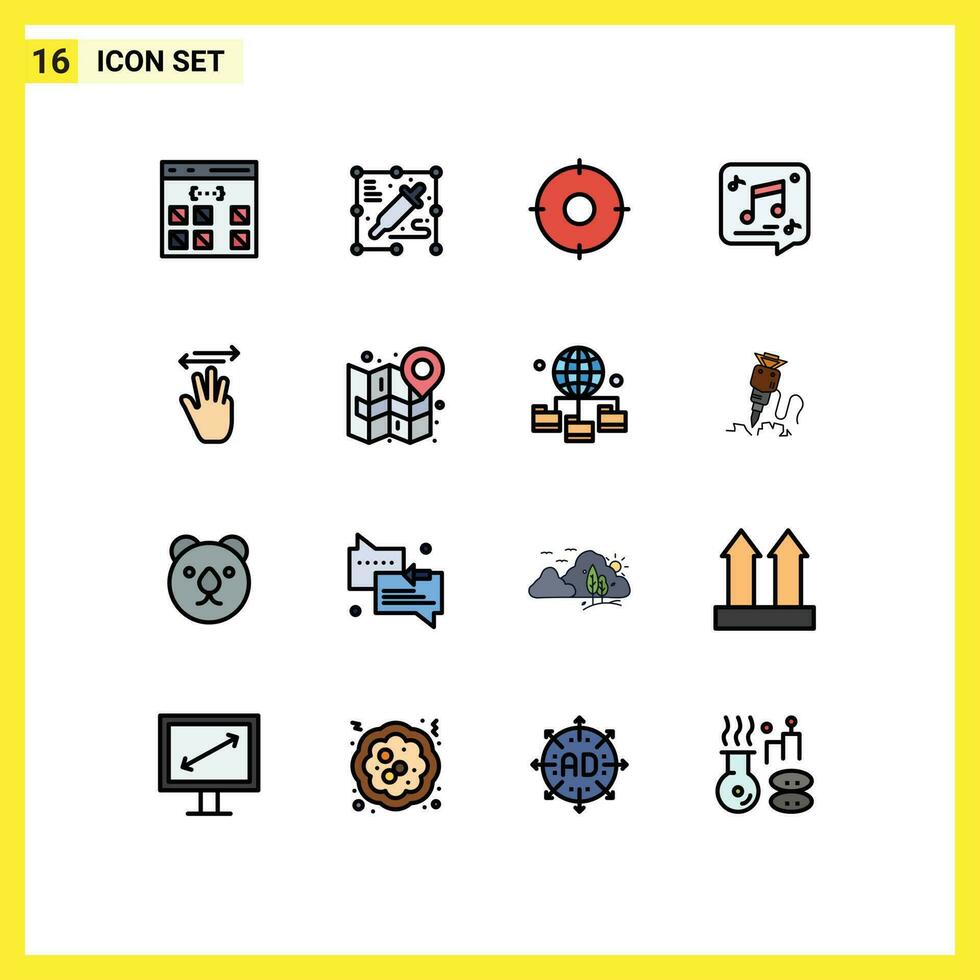 16 Creative Icons Modern Signs and Symbols of hand music circle multimedia chat Editable Creative Vector Design Elements
