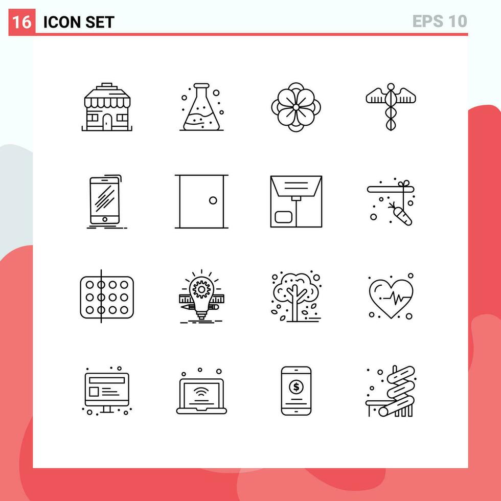 16 Creative Icons Modern Signs and Symbols of phone device flower care heart Editable Vector Design Elements
