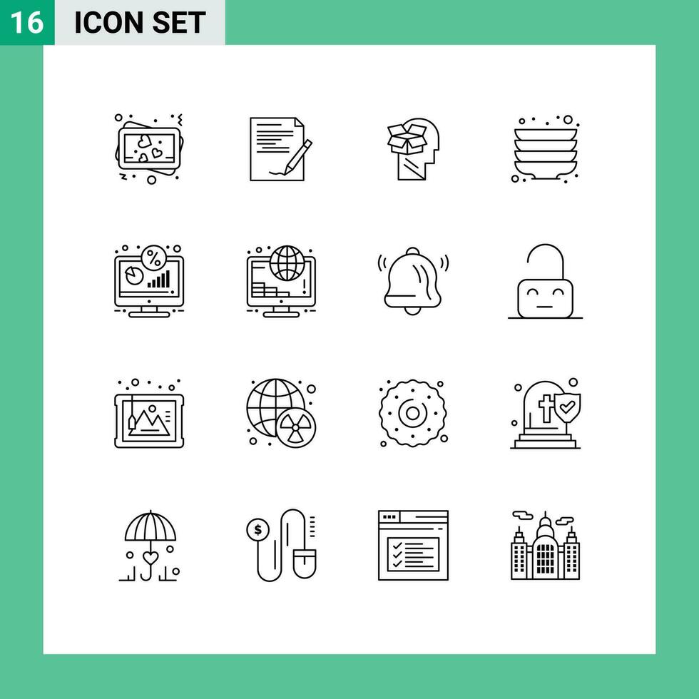 16 Creative Icons Modern Signs and Symbols of display plates box plate male Editable Vector Design Elements