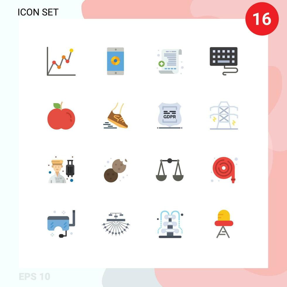 16 Creative Icons Modern Signs and Symbols of running run prescription leg food Editable Pack of Creative Vector Design Elements