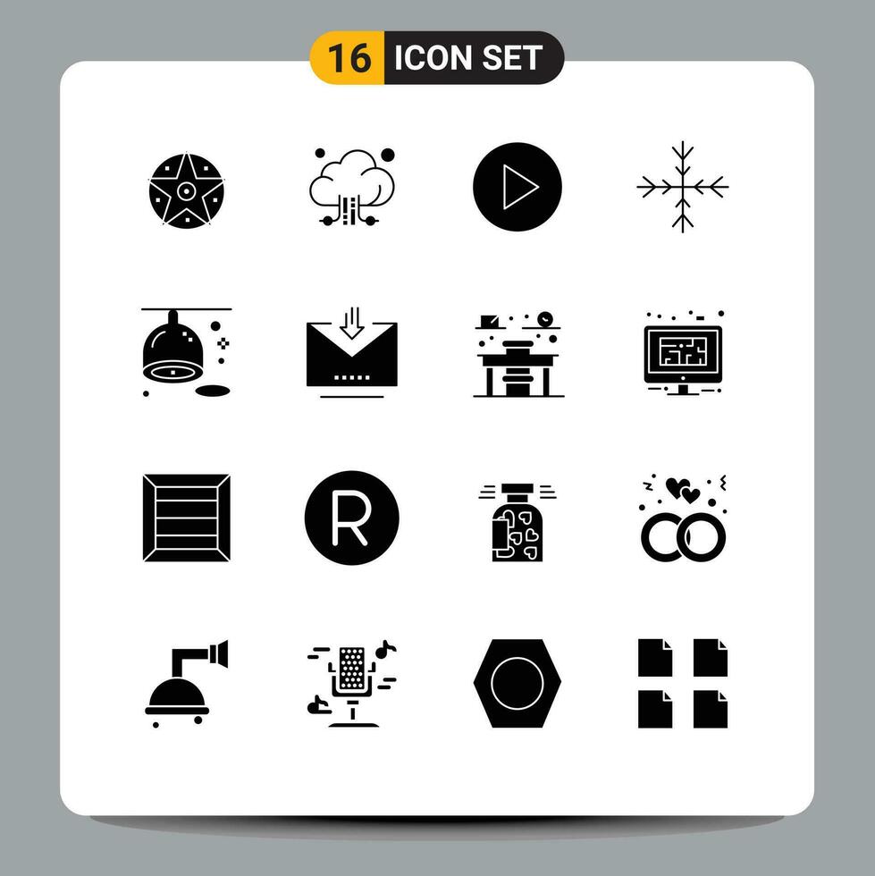 16 Thematic Vector Solid Glyphs and Editable Symbols of download fruit multimedia diet nature Editable Vector Design Elements
