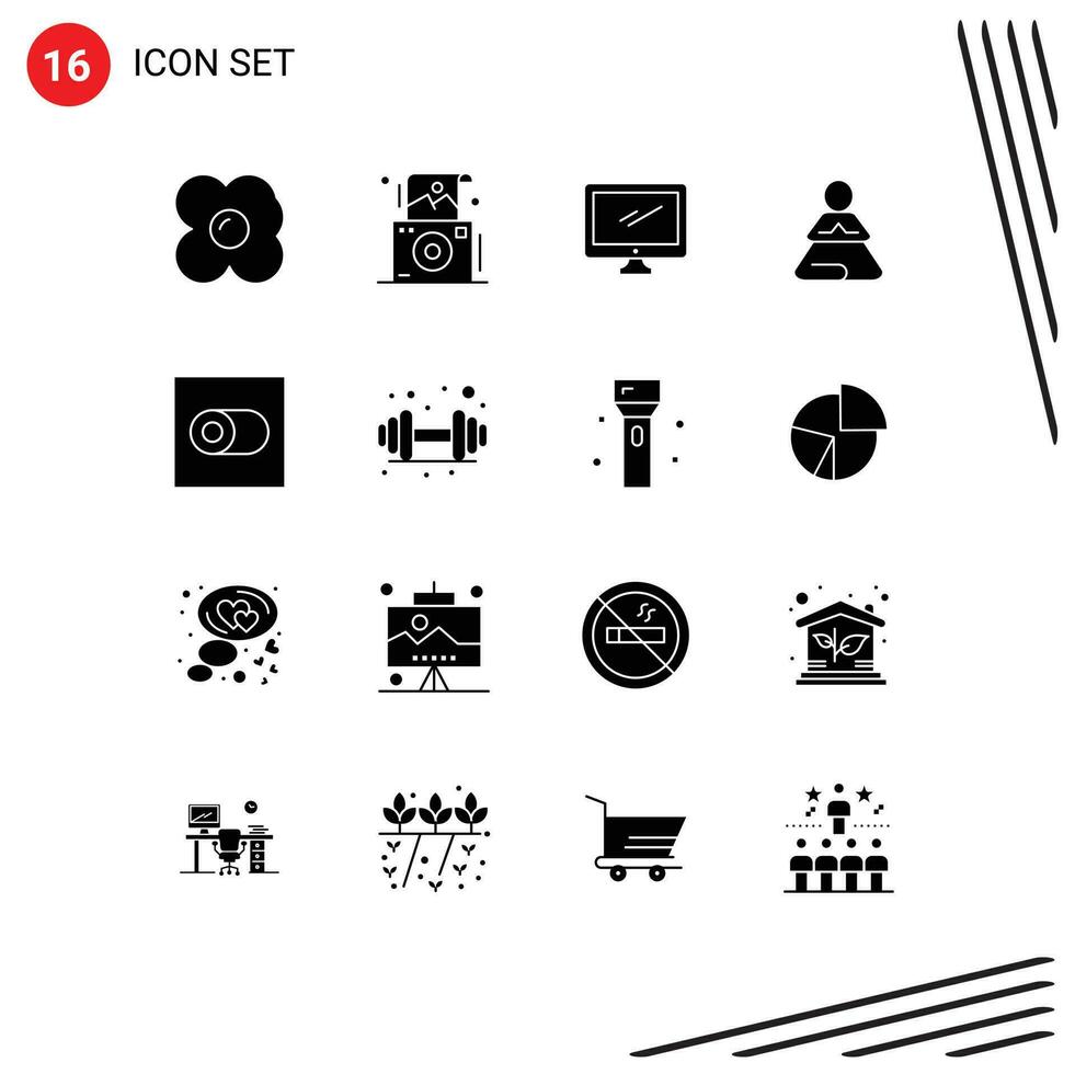 16 Creative Icons Modern Signs and Symbols of switch yoga monitor training fast Editable Vector Design Elements
