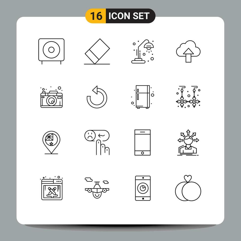 16 Outline concept for Websites Mobile and Apps photography photo light camera up Editable Vector Design Elements