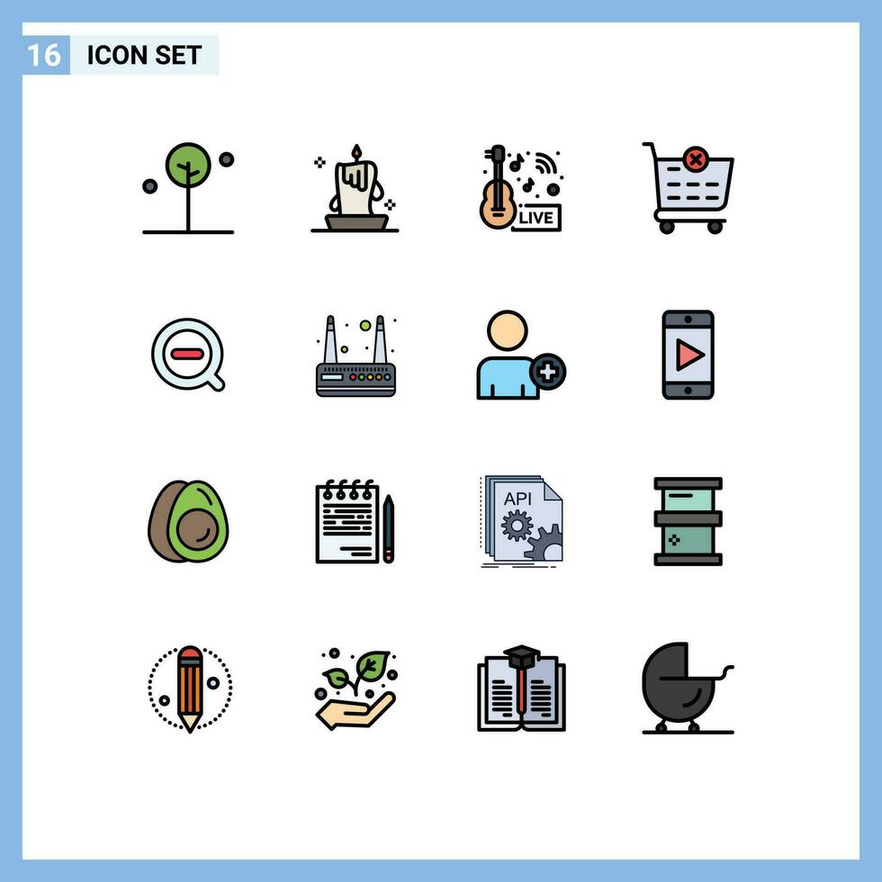 16 Creative Icons Modern Signs and Symbols of search delete lantern checkout live Editable Creative Vector Design Elements