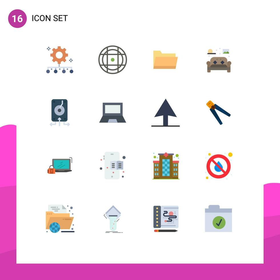 16 Creative Icons Modern Signs and Symbols of backup living folder home chair Editable Pack of Creative Vector Design Elements