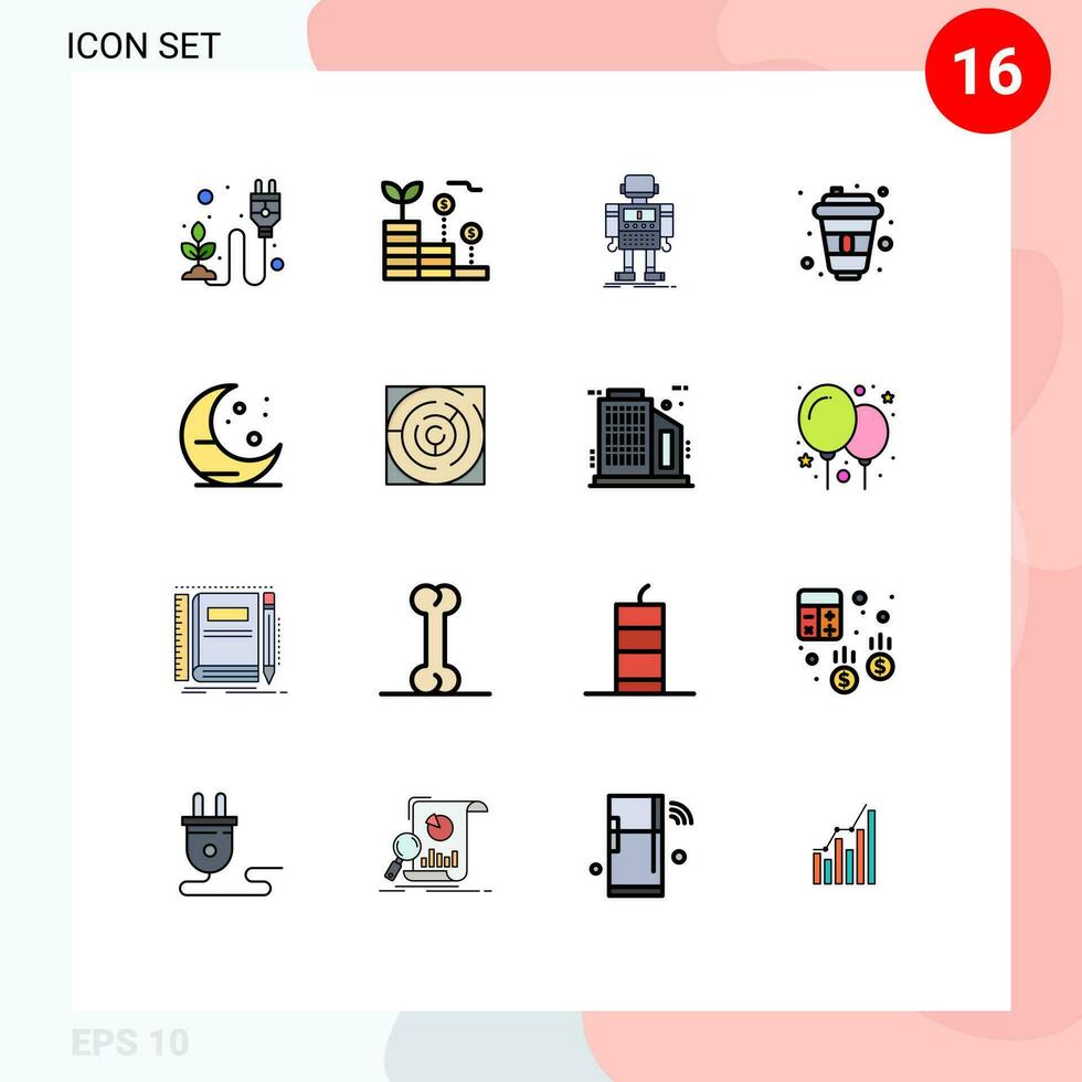 16 Creative Icons Modern Signs and Symbols of designer drink money cola robotic Editable Creative Vector Design Elements