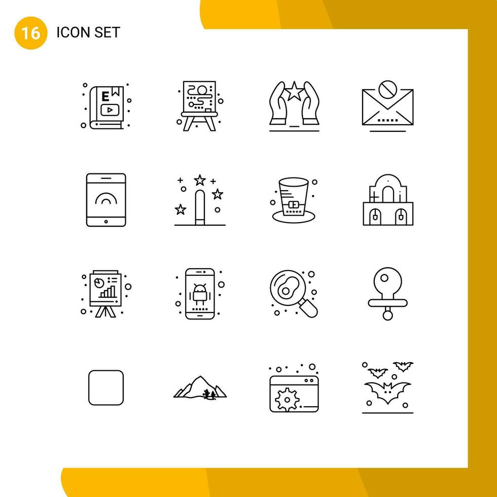16 Creative Icons Modern Signs and Symbols of mobile mail built information star Editable Vector Design Elements