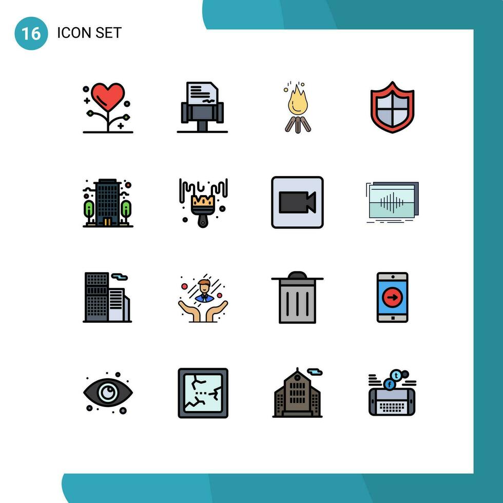 16 Creative Icons Modern Signs and Symbols of company security fire firewall camp Editable Creative Vector Design Elements