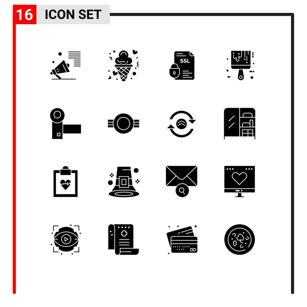 16 Solid Glyph concept for Websites Mobile and Apps paint ssl love security certificate Editable Vector Design Elements