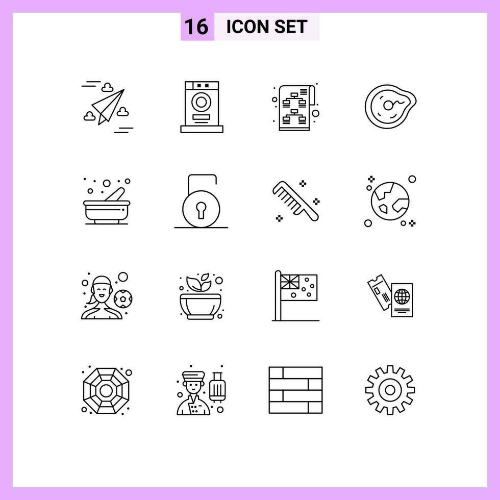 16 Thematic Vector Outlines and Editable Symbols of cooking paradox planning motion bend Editable Vector Design Elements