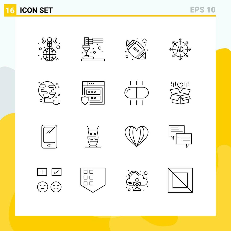 16 Creative Icons Modern Signs and Symbols of power energy american ad submission Editable Vector Design Elements