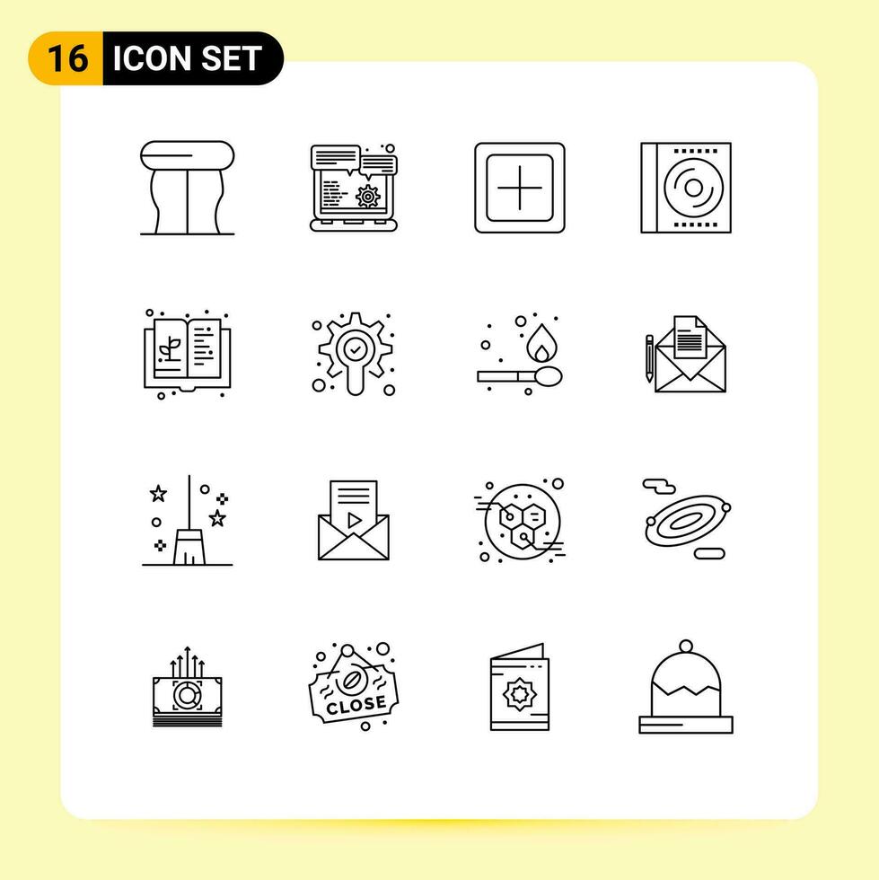 16 Outline concept for Websites Mobile and Apps book digital create compact blu ray Editable Vector Design Elements