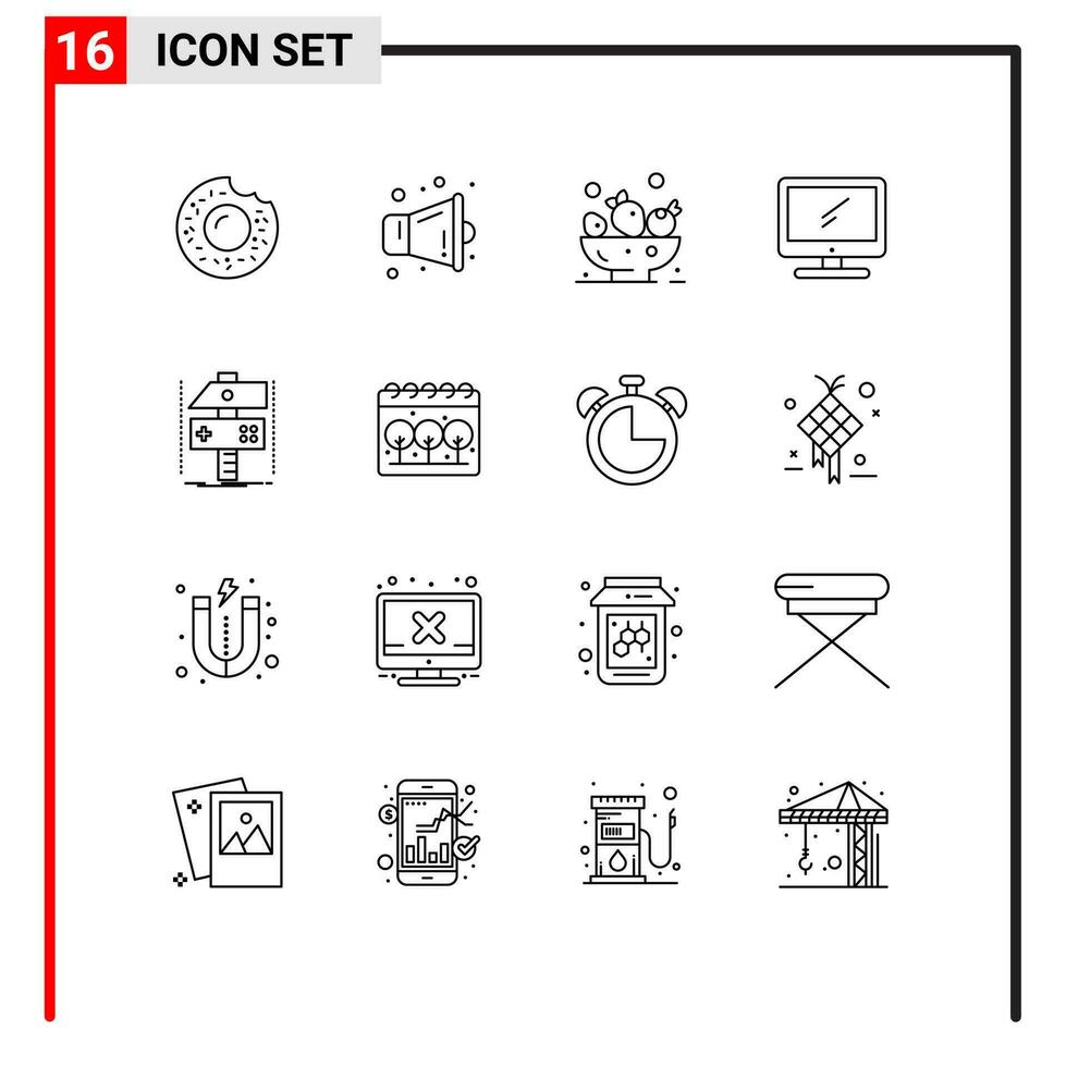 16 Thematic Vector Outlines and Editable Symbols of developer craft drink build imac Editable Vector Design Elements