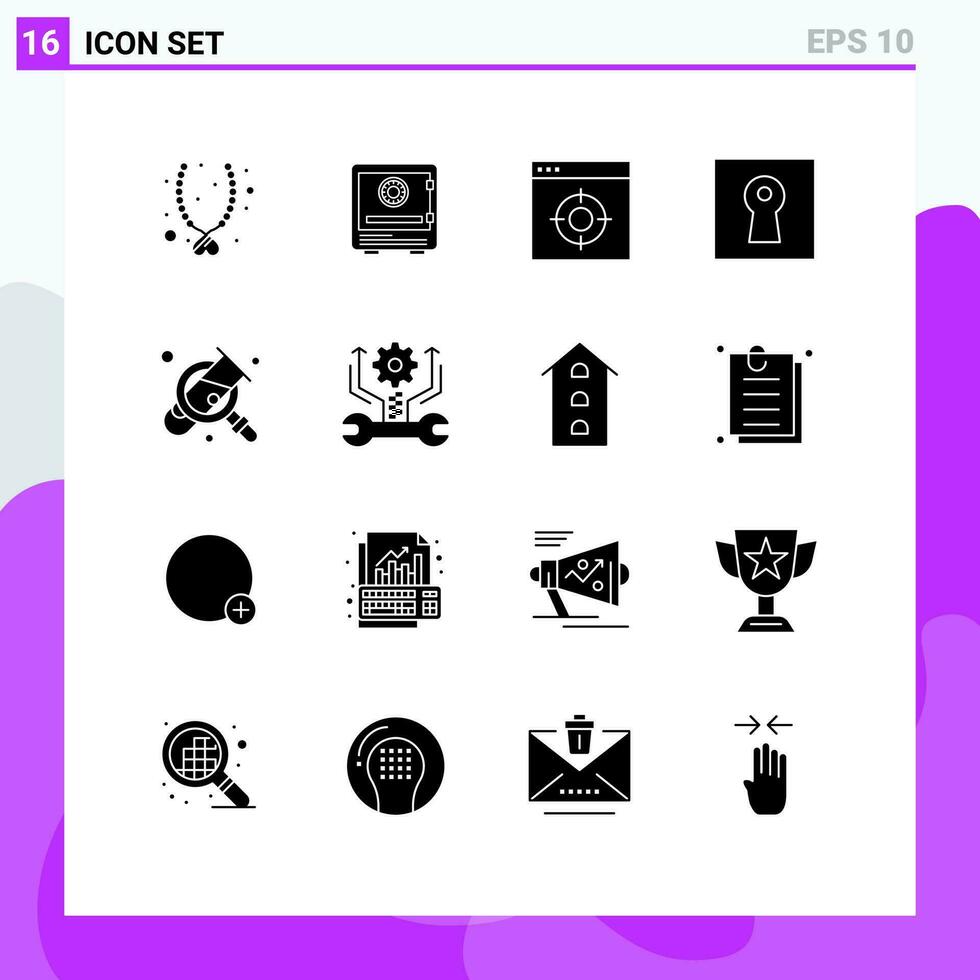 16 Creative Icons Modern Signs and Symbols of safe key money target medical Editable Vector Design Elements