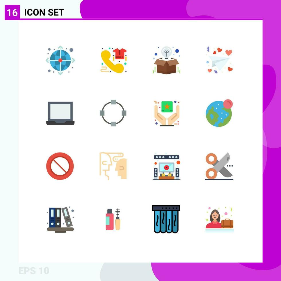 16 Creative Icons Modern Signs and Symbols of computer love phone letter package Editable Pack of Creative Vector Design Elements