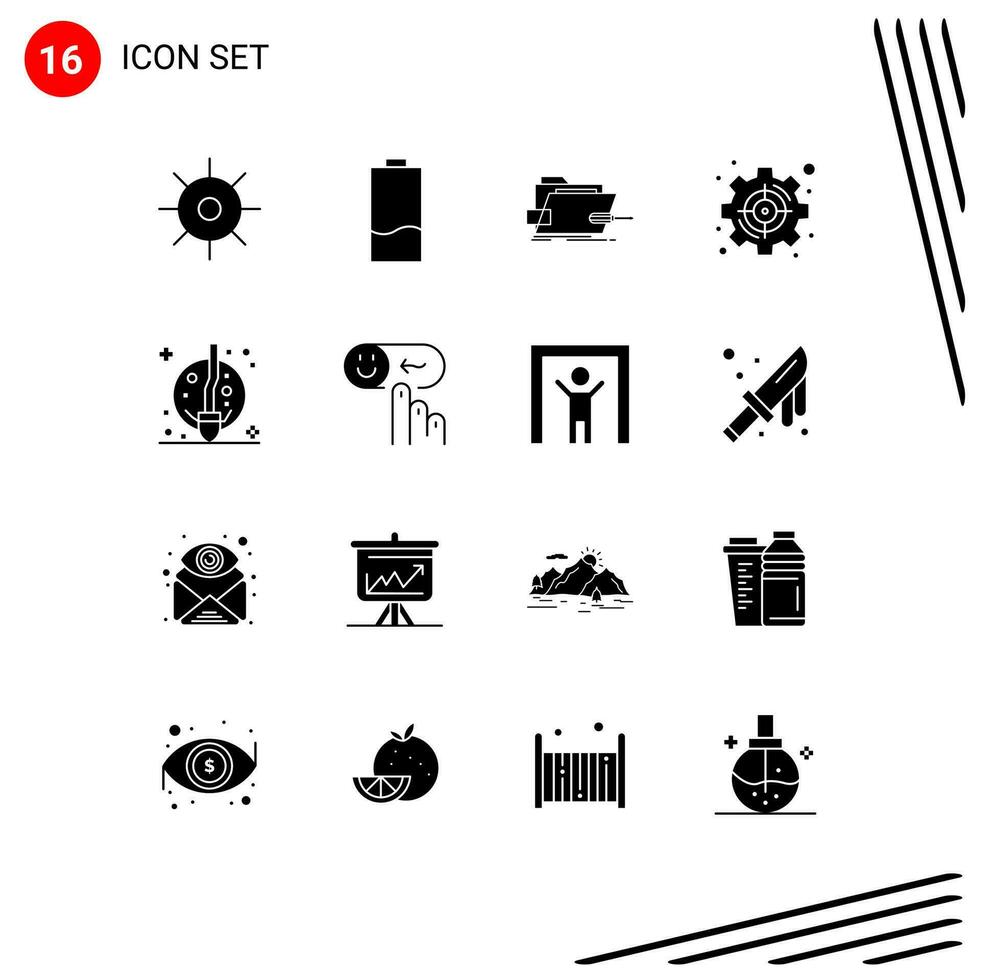 16 Solid Glyph concept for Websites Mobile and Apps strategic management low goal tech Editable Vector Design Elements