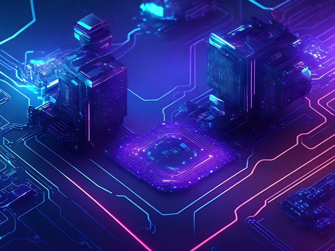 Cyber circuit future technology concept background photo