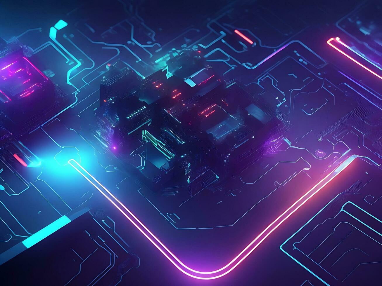 Cyber circuit future technology concept background photo