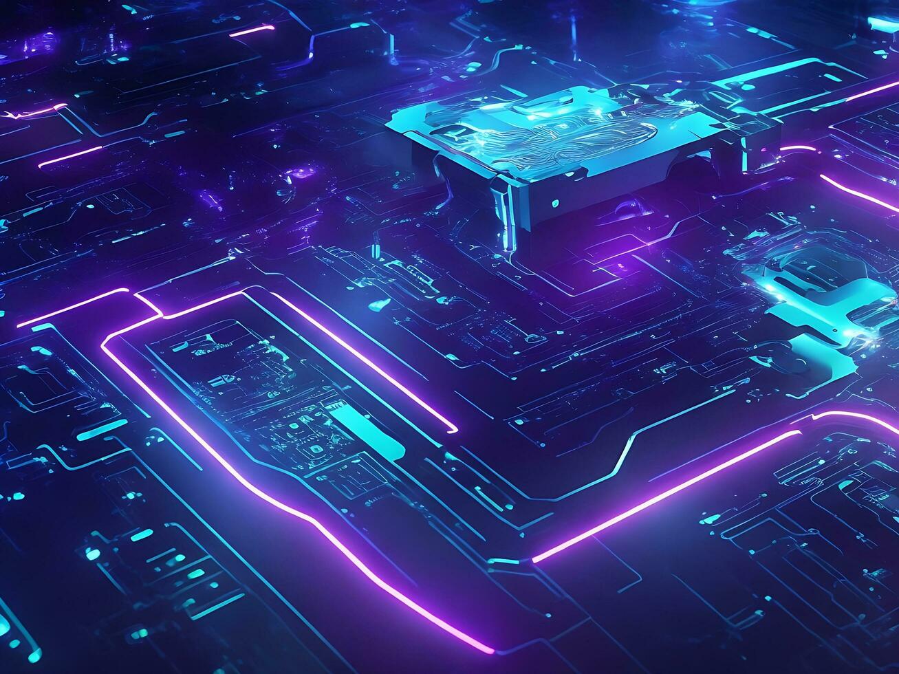 Cyber circuit future technology concept background photo