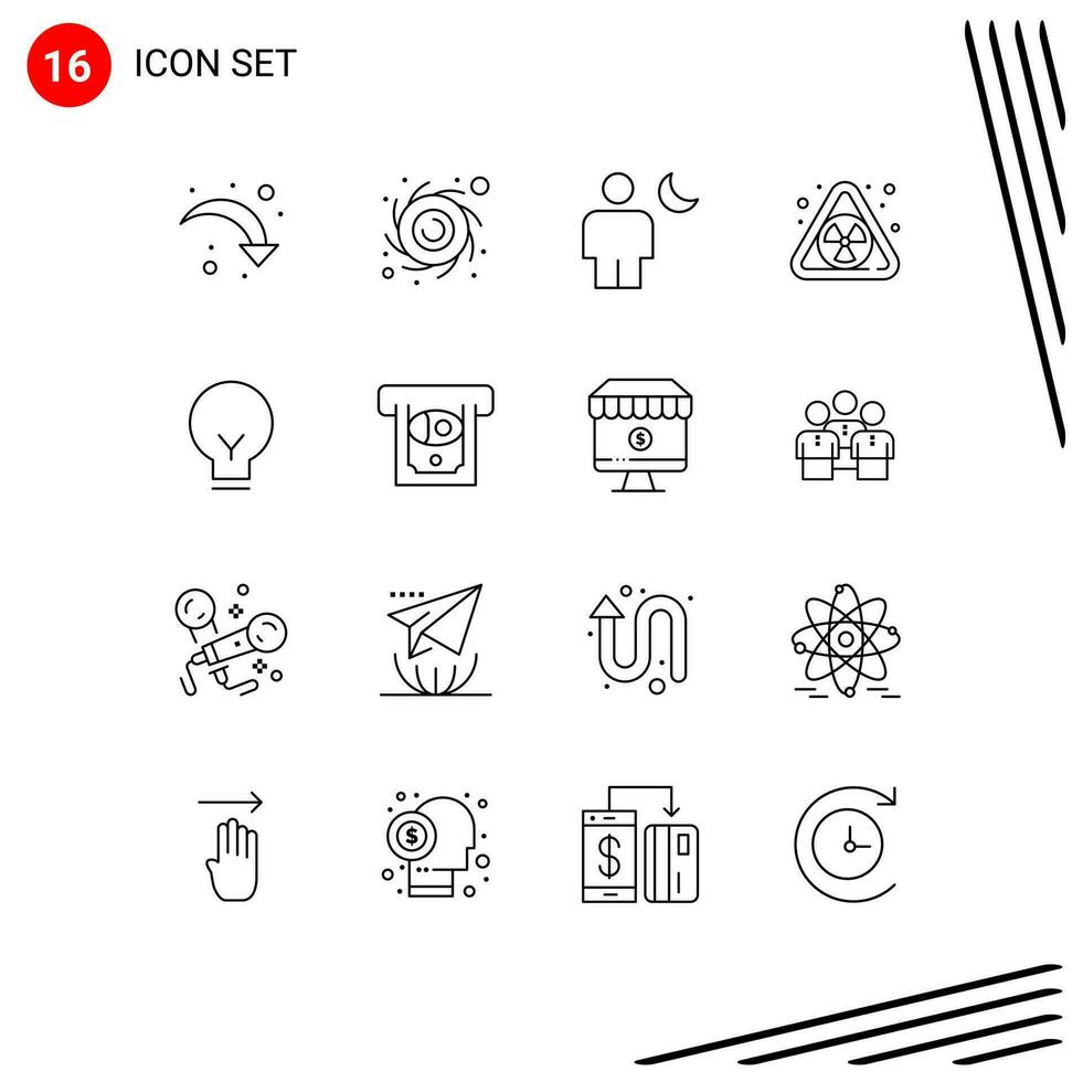 dieciséis creativo íconos moderno señales y símbolos de básico ligero cuerpo residuos nuclear editable vector diseño elementos