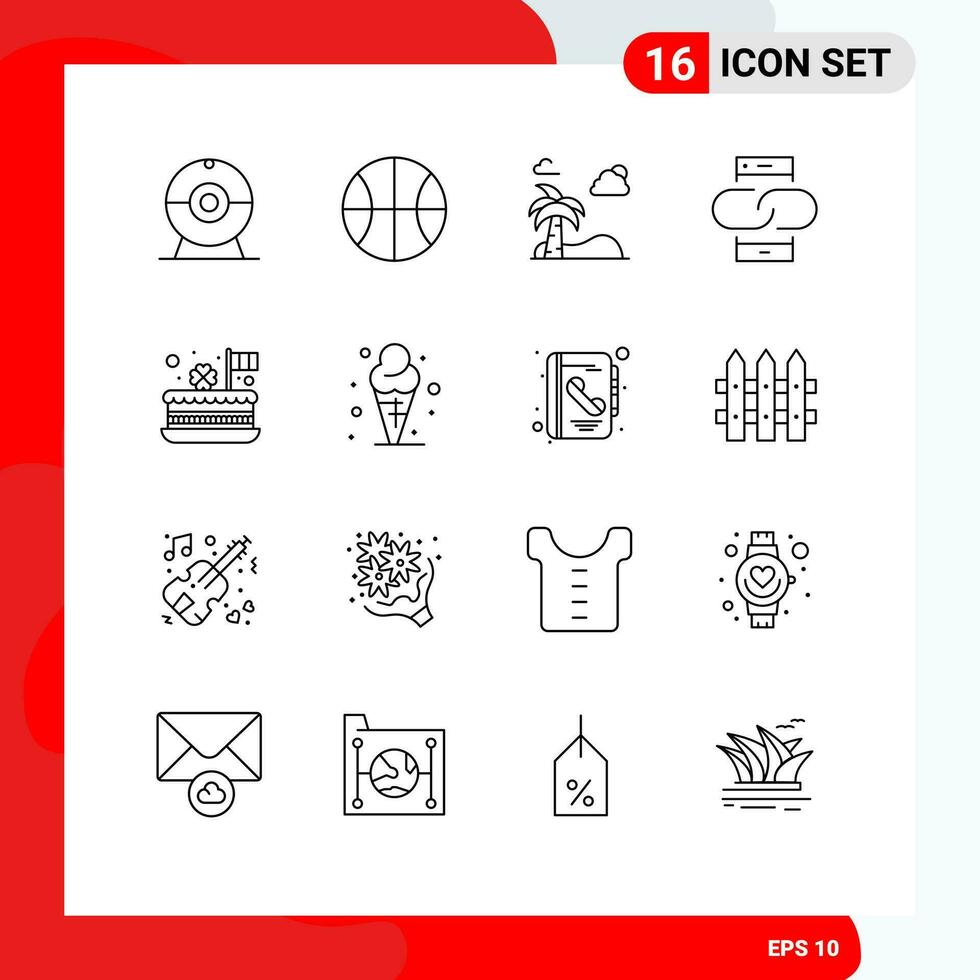 16 Thematic Vector Outlines and Editable Symbols of celebration cake tree mobile link Editable Vector Design Elements