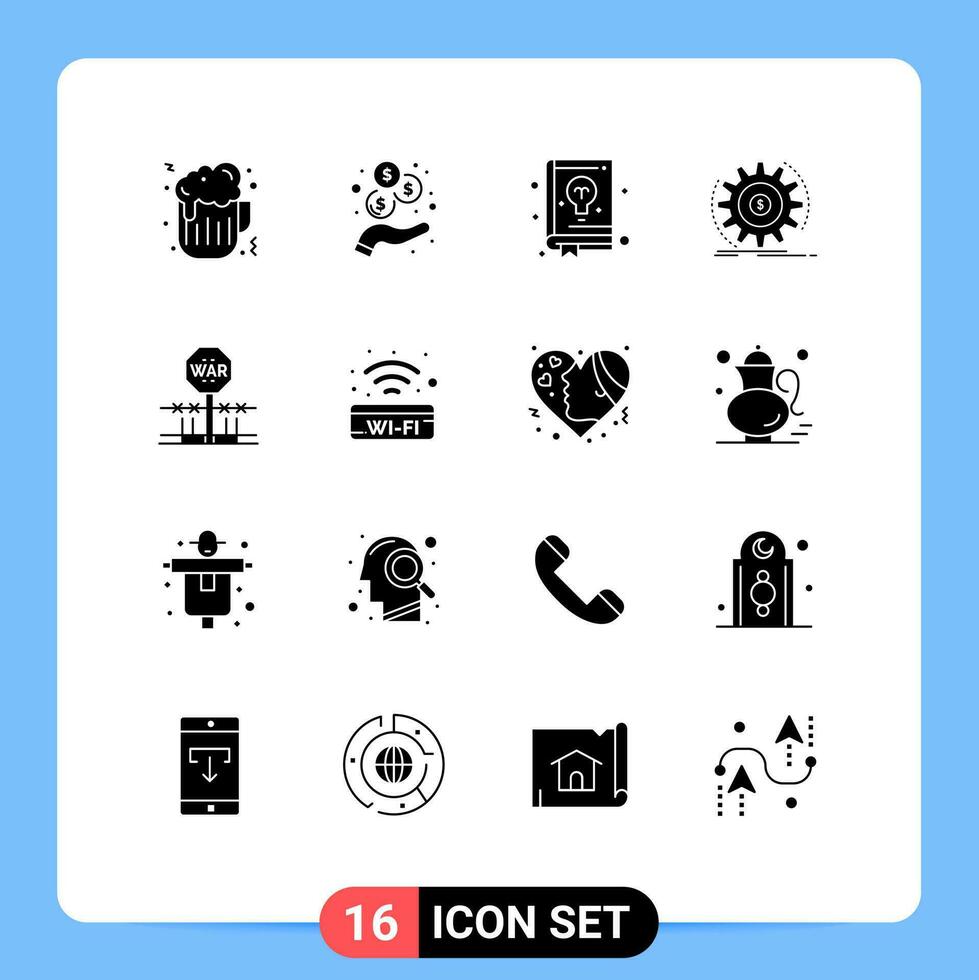 16 Creative Icons Modern Signs and Symbols of military combat guide money income Editable Vector Design Elements