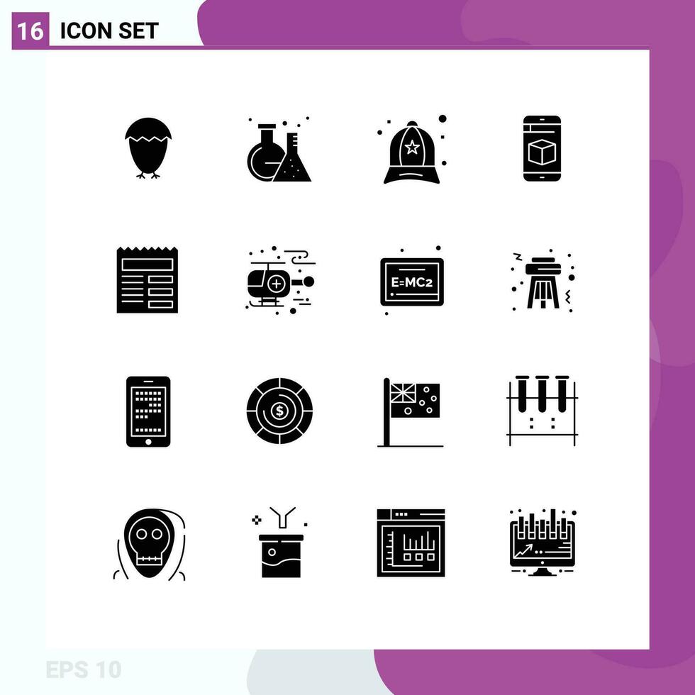 16 Solid Glyph concept for Websites Mobile and Apps text technology accessories box mobile Editable Vector Design Elements