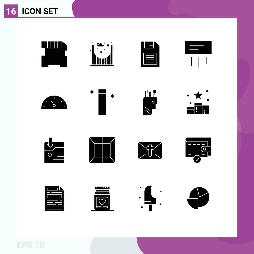 16 Creative Icons Modern Signs and Symbols of speed gauge mobile chip home conditioner Editable Vector Design Elements