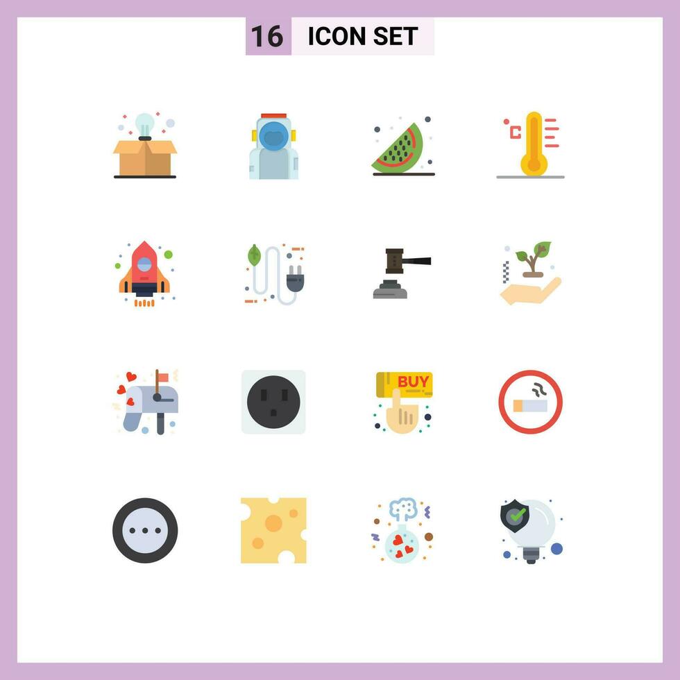 16 Creative Icons Modern Signs and Symbols of spaceship temperature food sun light Editable Pack of Creative Vector Design Elements