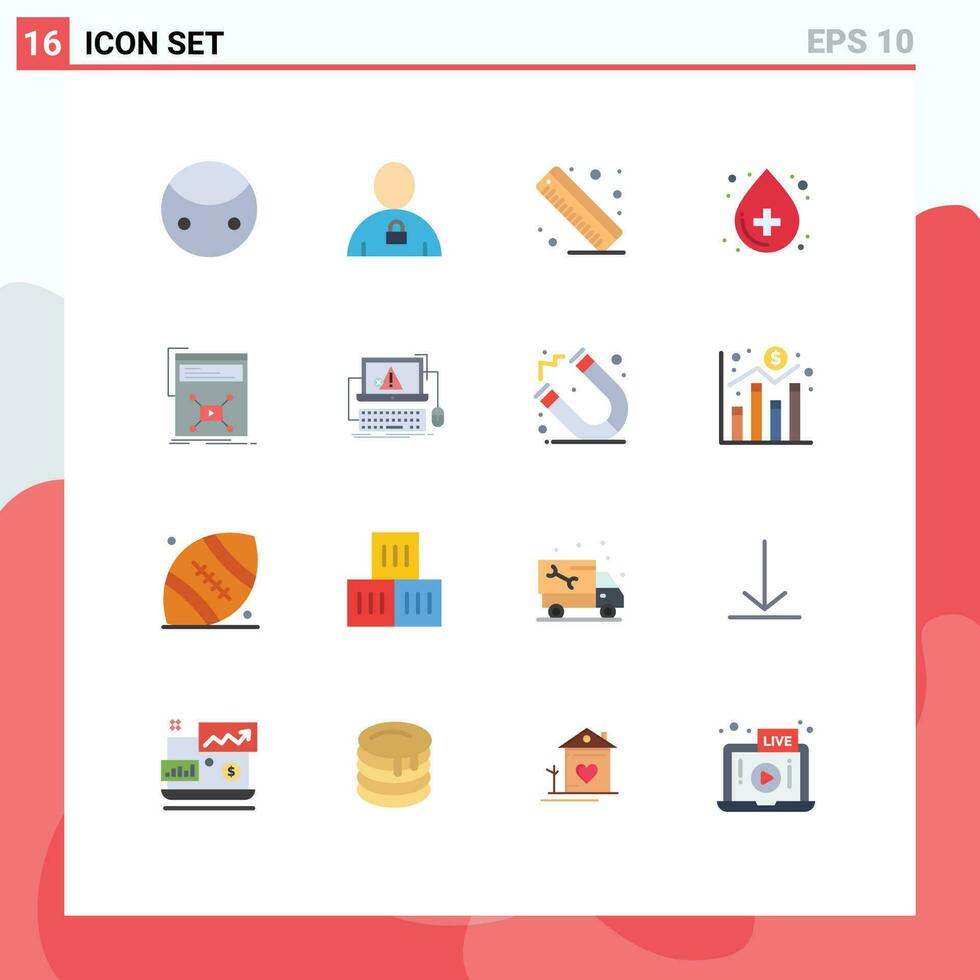 16 Flat Color concept for Websites Mobile and Apps page medical padlock health care blood Editable Pack of Creative Vector Design Elements