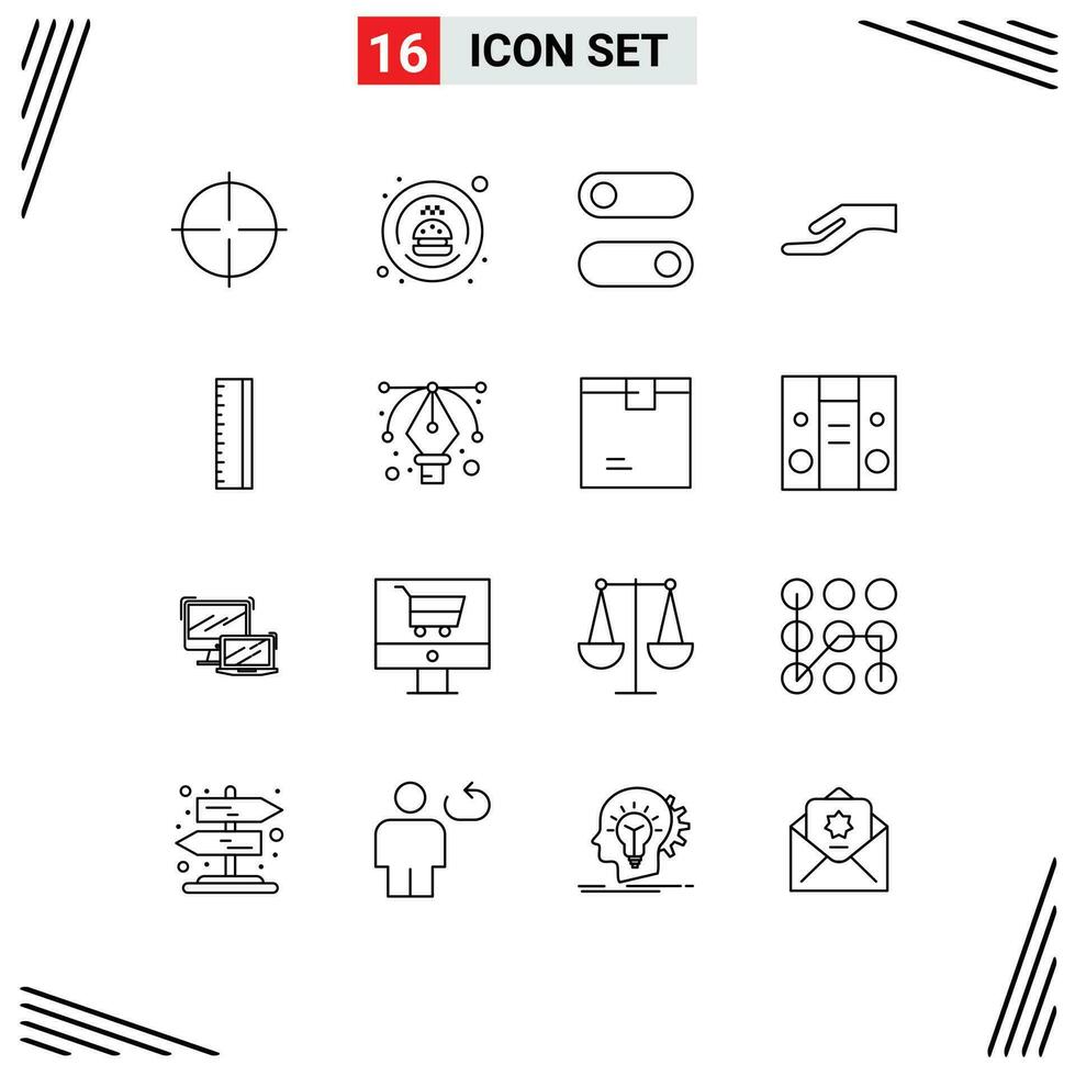 16 Thematic Vector Outlines and Editable Symbols of design ruler control education hand Editable Vector Design Elements