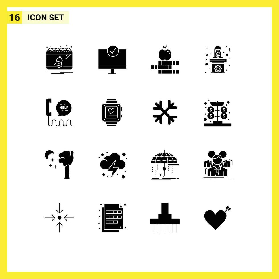 dieciséis creativo íconos moderno señales y símbolos de llamada mujer hardware tribuna político editable vector diseño elementos