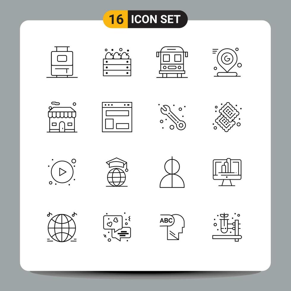16 Creative Icons Modern Signs and Symbols of real building school mark pin Editable Vector Design Elements