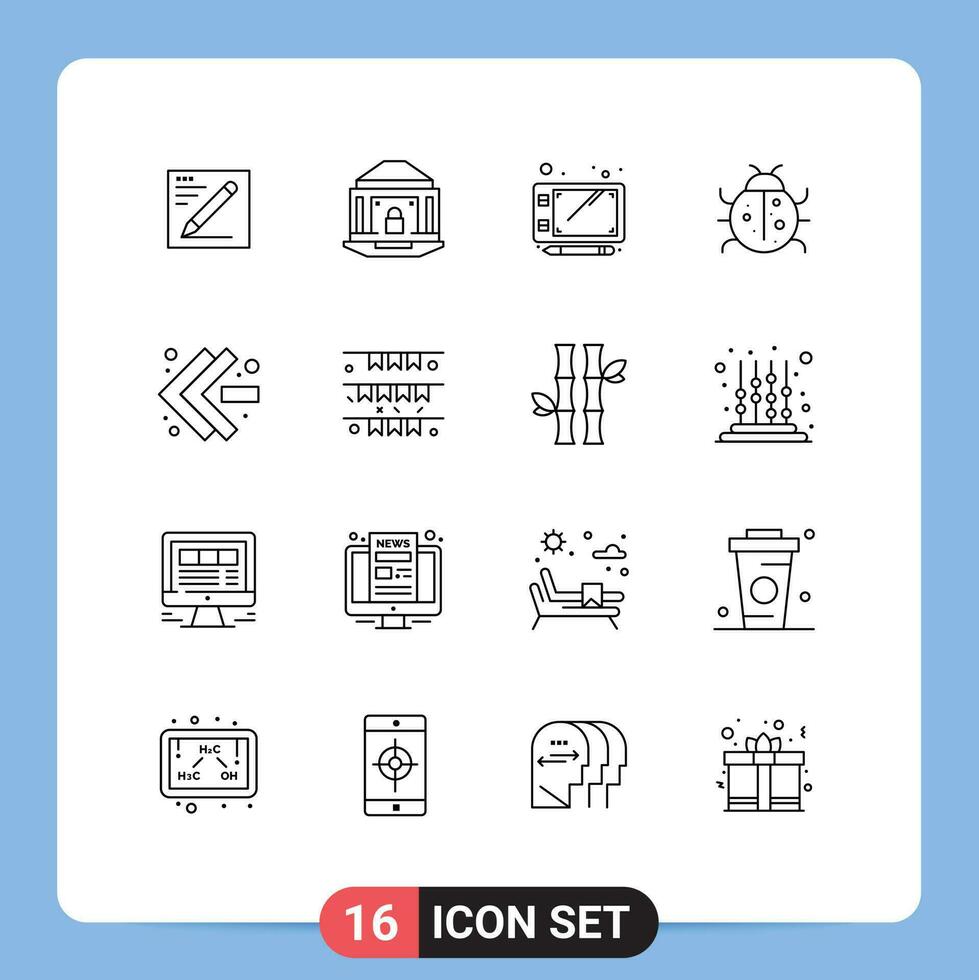 16 Creative Icons Modern Signs and Symbols of arrows nature security ladybug cute Editable Vector Design Elements