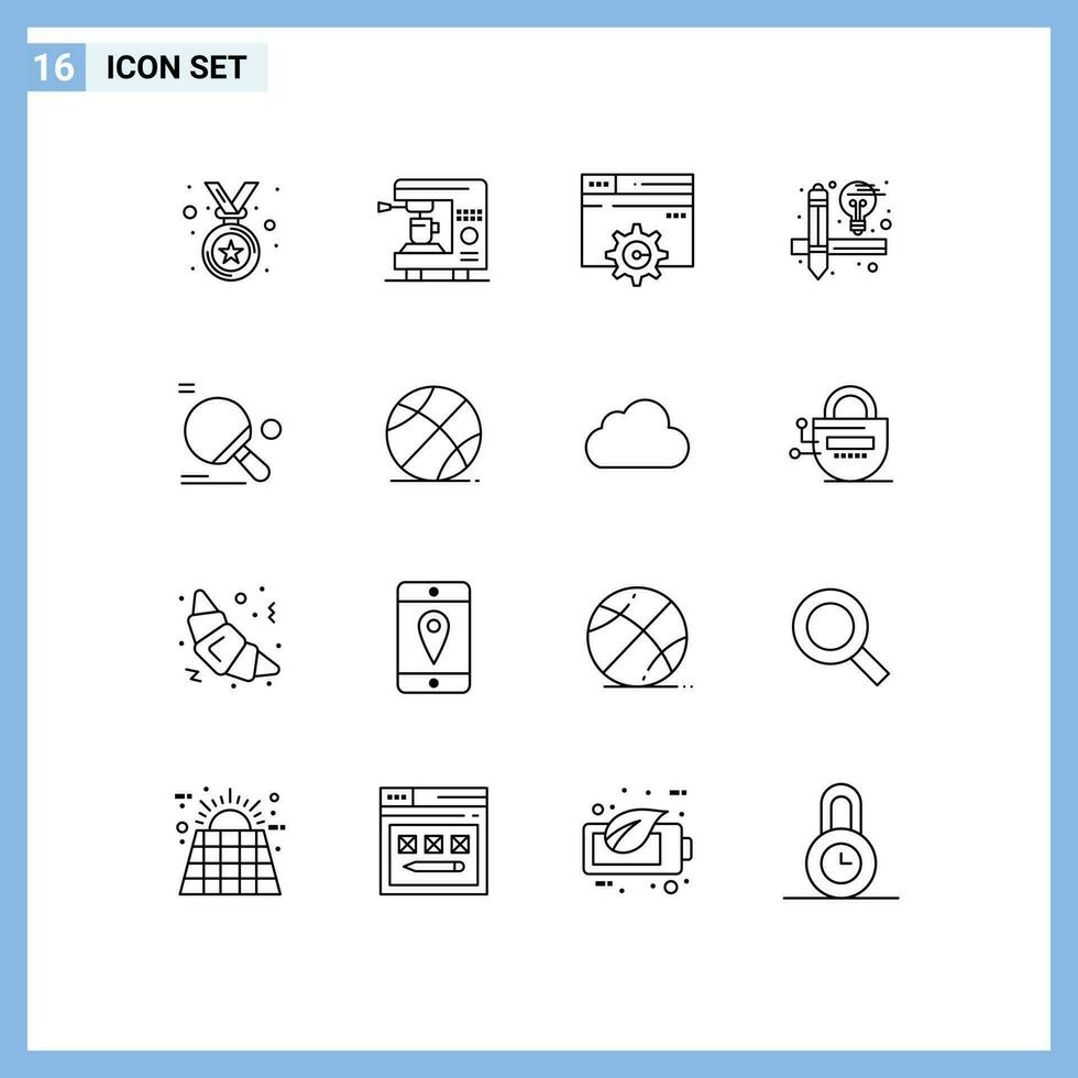 16 Thematic Vector Outlines and Editable Symbols of ping pong sport design racket design Editable Vector Design Elements