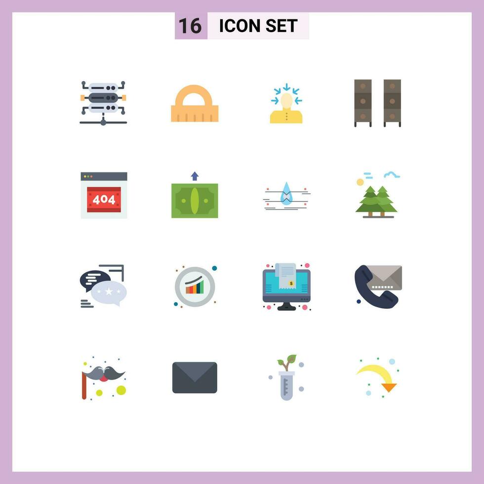 16 Thematic Vector Flat Colors and Editable Symbols of error page wardrobe criticism office draw furniture Editable Pack of Creative Vector Design Elements