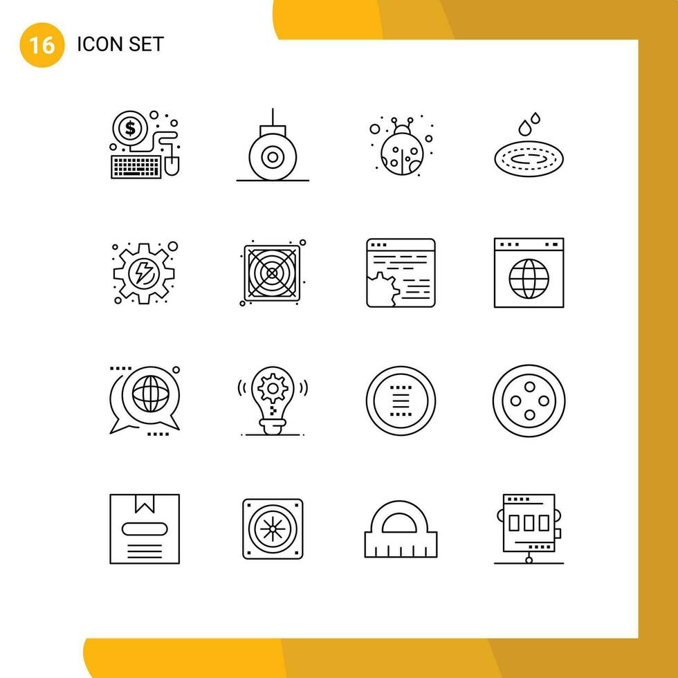 16 Creative Icons Modern Signs and Symbols of power process beetle gear spa Editable Vector Design Elements