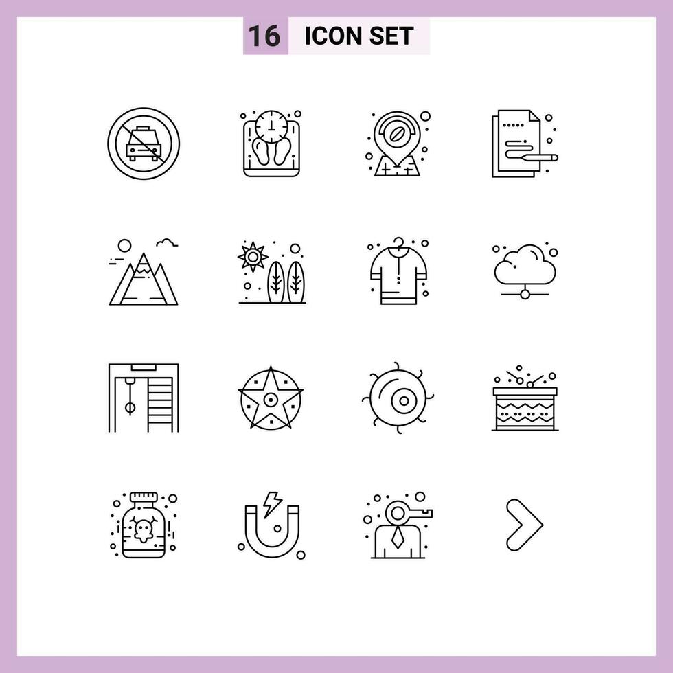 16 Creative Icons Modern Signs and Symbols of mountain pen scale painting creative Editable Vector Design Elements