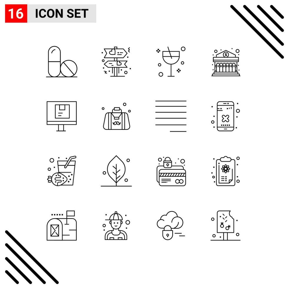 16 Creative Icons Modern Signs and Symbols of online delivery glass computer finance Editable Vector Design Elements