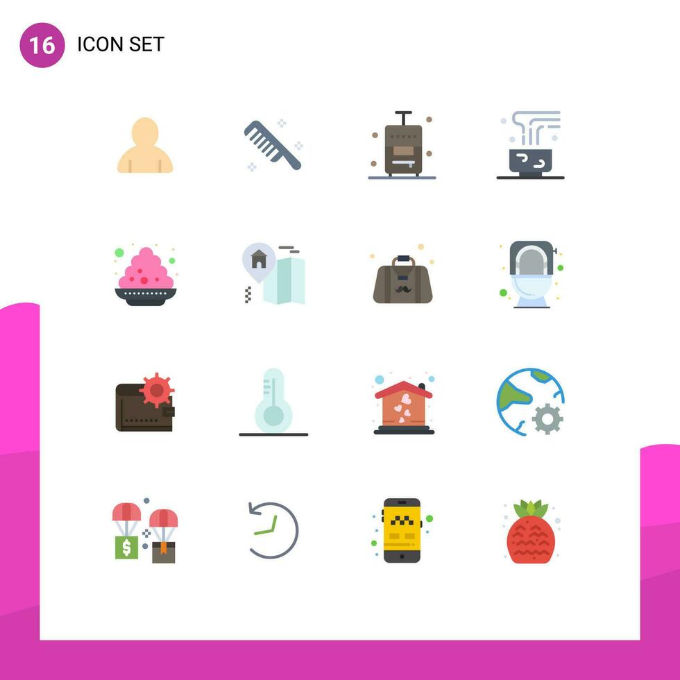dieciséis plano color concepto para sitios web móvil y aplicaciones plato jarra maleta caliente bebida comida editable paquete de creativo vector diseño elementos