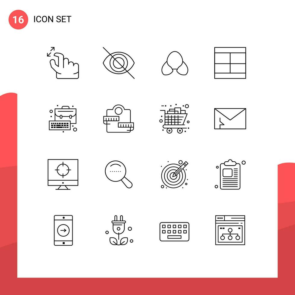 16 Creative Icons Modern Signs and Symbols of business illustration beach draw create Editable Vector Design Elements