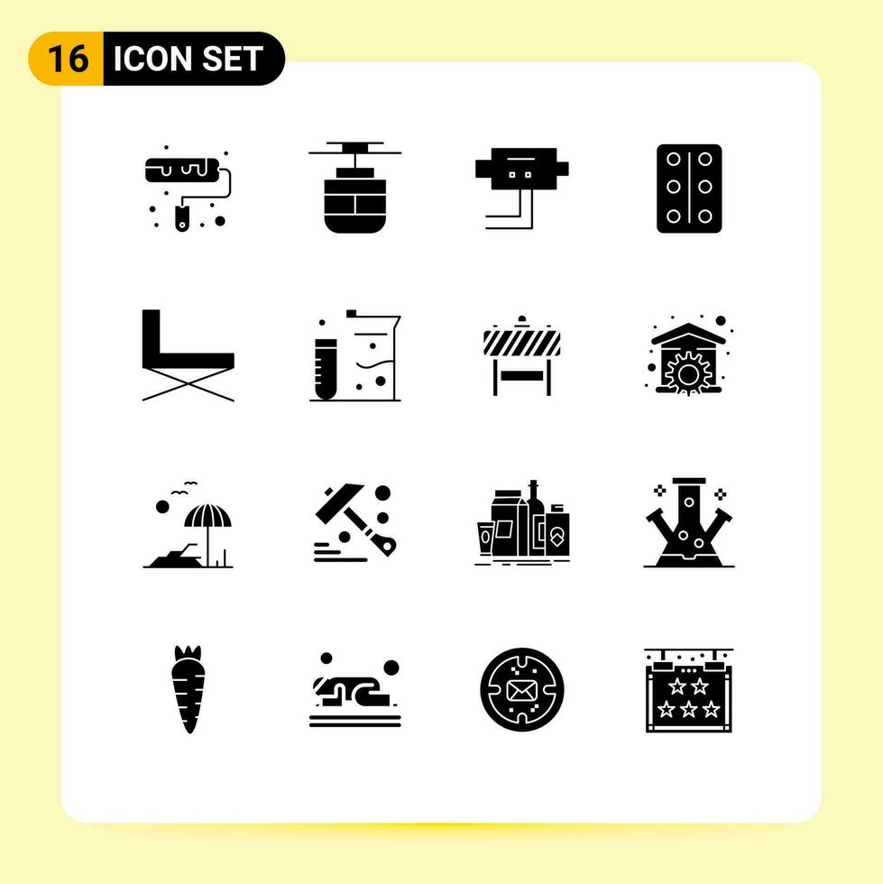 dieciséis creativo íconos moderno señales y símbolos de sentar interior proteger mueble tabletas editable vector diseño elementos