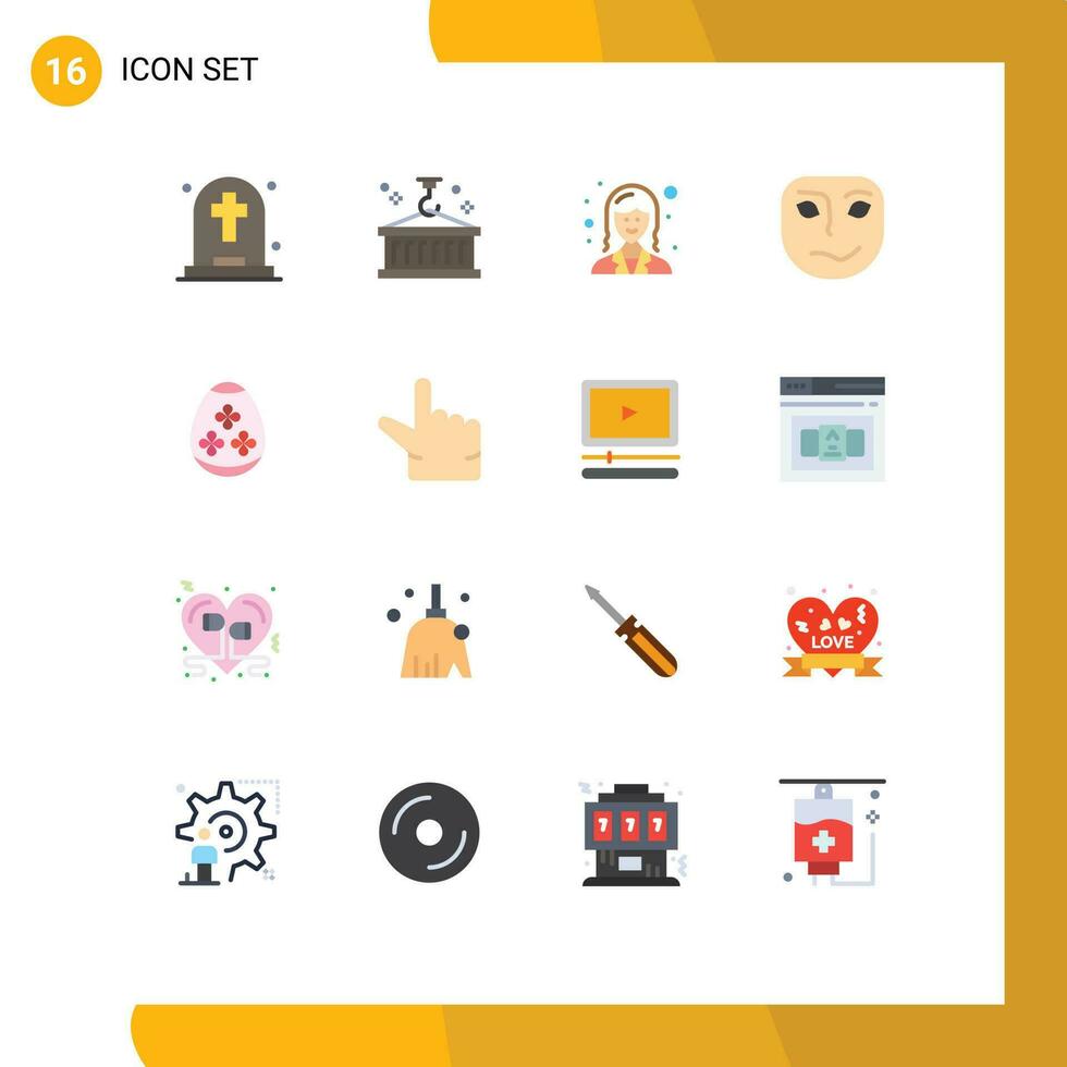 16 Flat Color concept for Websites Mobile and Apps easter egg face transportation emotion lady Editable Pack of Creative Vector Design Elements