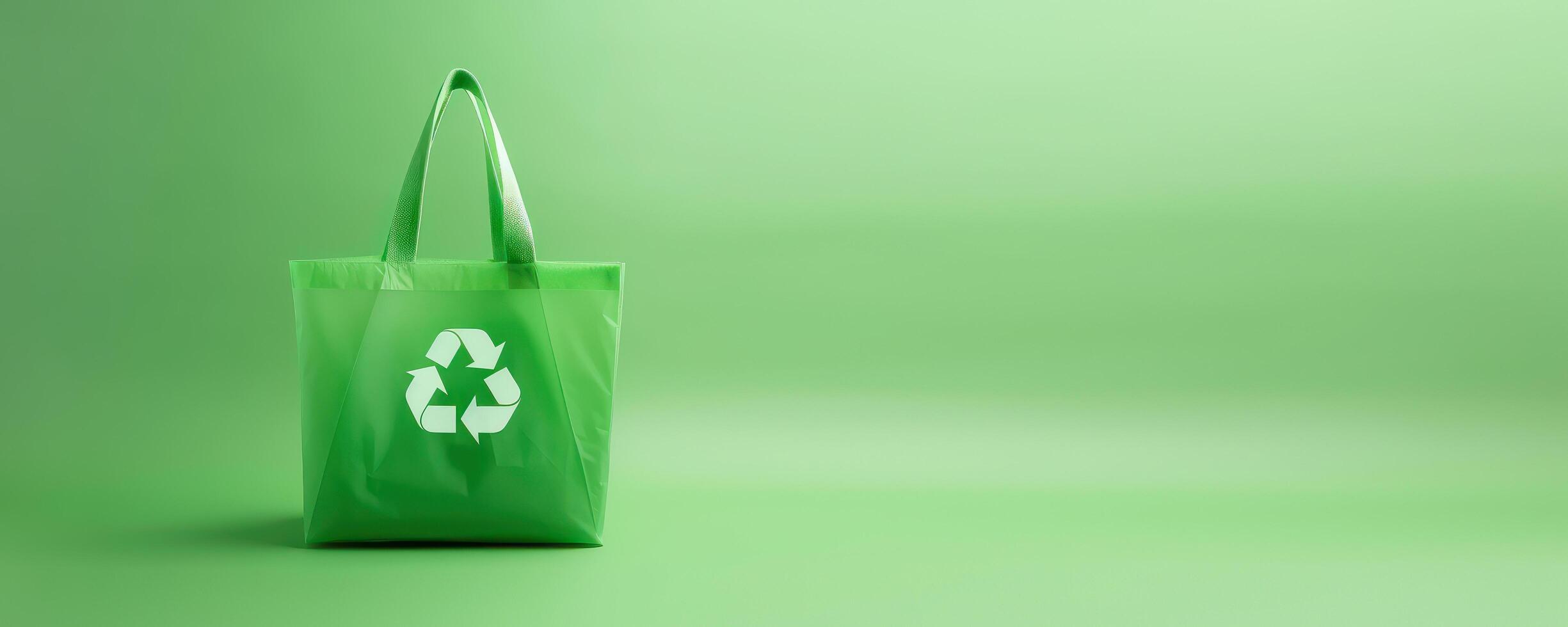 Eco Recycle Bag Concept with Copy Space, No Plastic Bag, Stop Using Disposable Package. photo