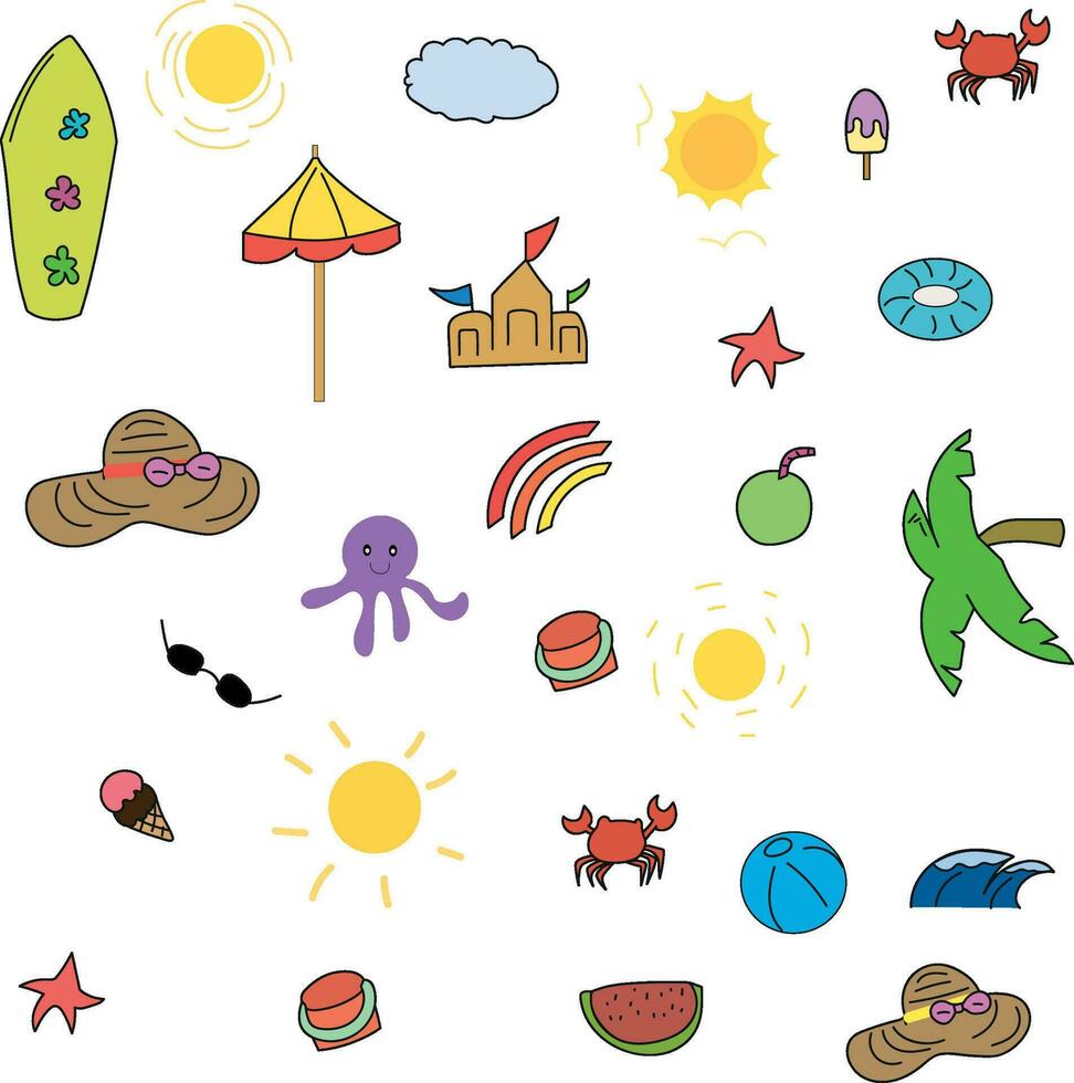 beach illustration collection vector