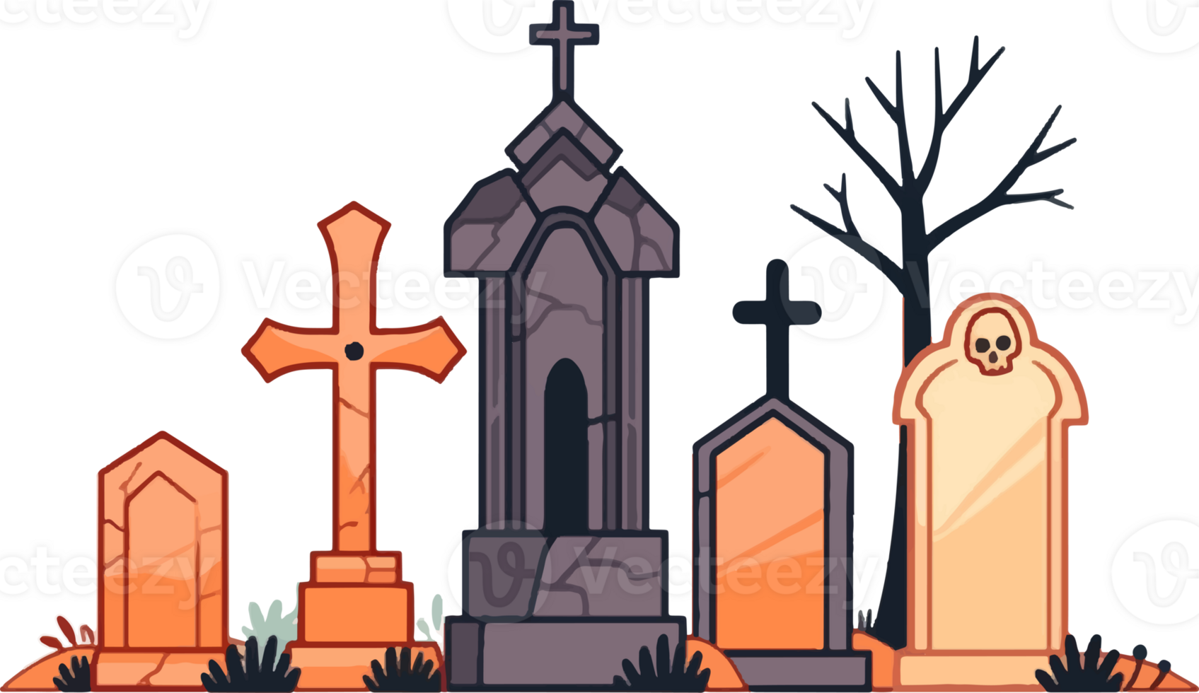 Graveyards halloween ai generate png