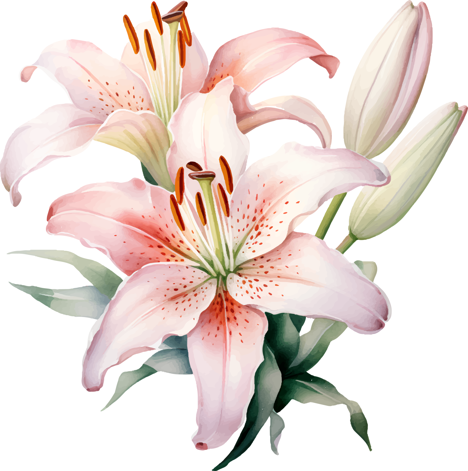 Lilies flowers watercolor ai generate 25860334 PNG